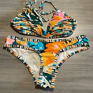 Eidon tropical print two-piece swimsuit